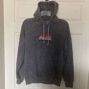 COCA COLA Men’s Distressed Charcoal Hoodie Size S